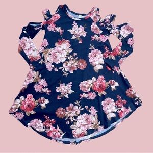 Girls Pomelo Cold Shoulder Floral Dress/Tunic. Size XS.